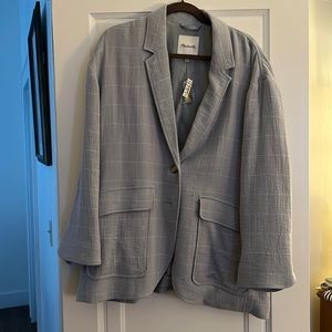 Madewell Cotton-Linen Relaxed Larson Blazer in Windowpane - Size XL - NWT